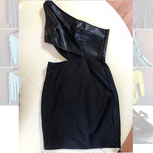Rehab Dresses & Skirts - One Shoulder Cut Out Mini Dress Leather NWT